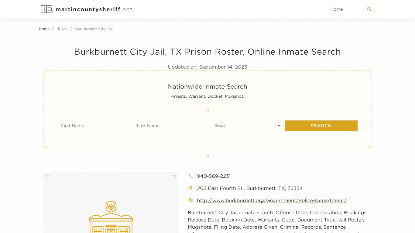 Burkburnett City Jail, TX Prison Roster, Online Inmate Search