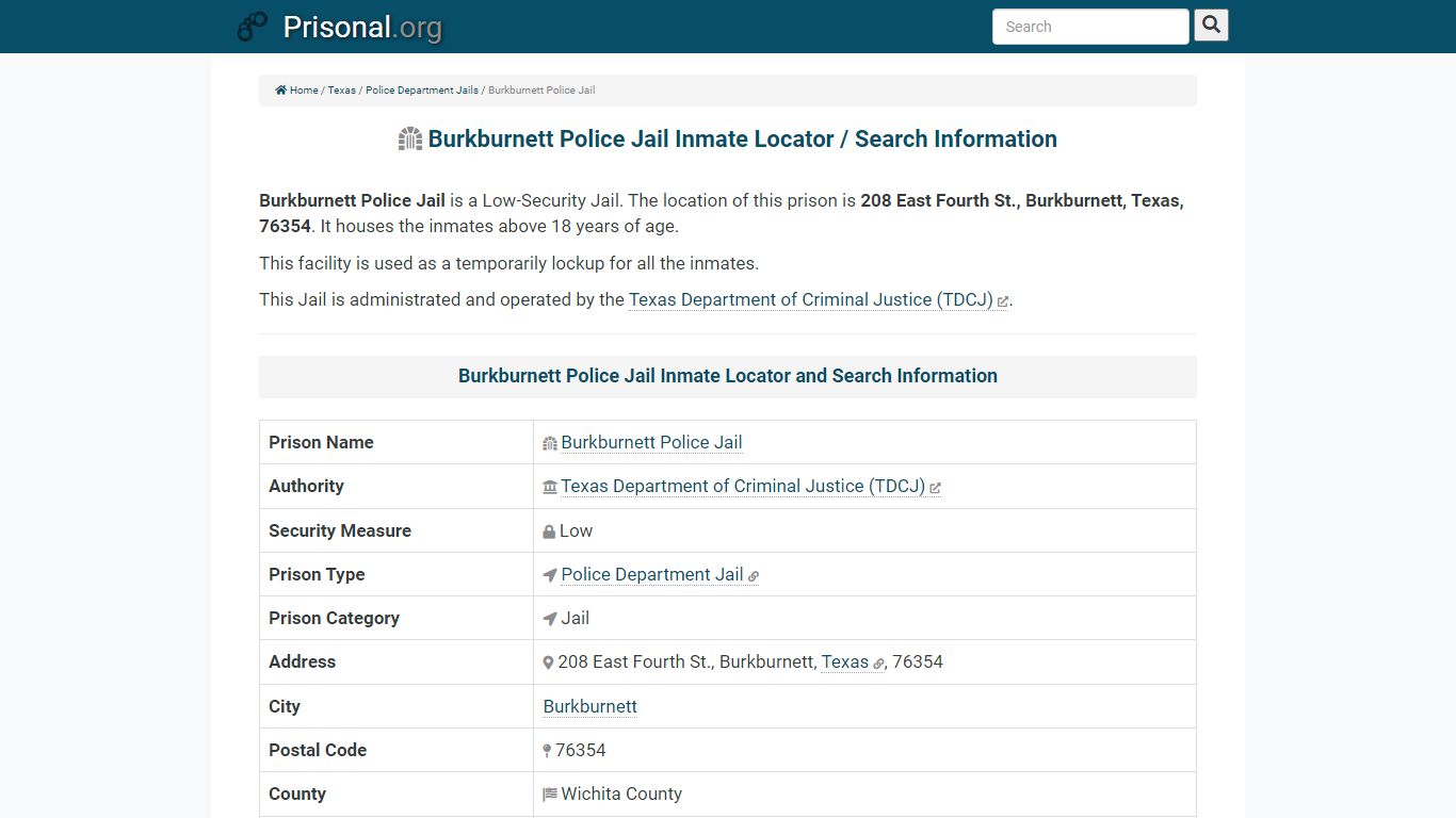 Burkburnett Police Jail-Inmate Locator/Search Info, Phone, Fax, Email ...